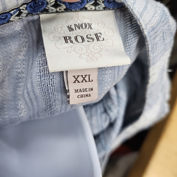 Knox Rose tunic top blue pins strip with pink and blue tassel tie size xxl - Picture 4 of 4